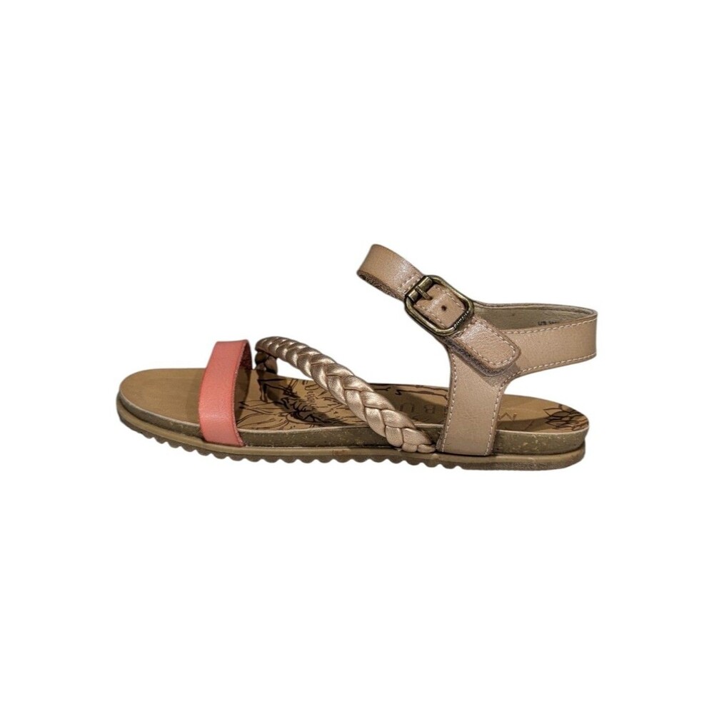 Blowfish Malibu Mylo Kids Sandal Tab Coral Gold Braided Strap Girls Size 3